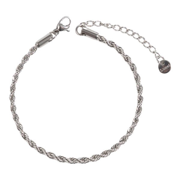 Torquis | צמיד חבל שזור כסף 3 מ"מ