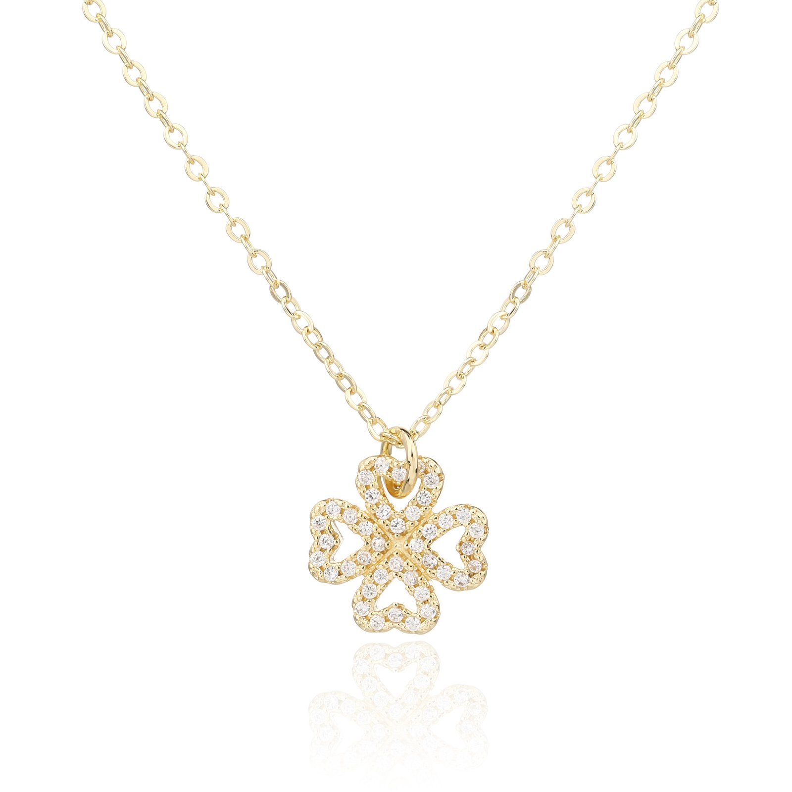 Caroline | שרשרת תלתן משובצת