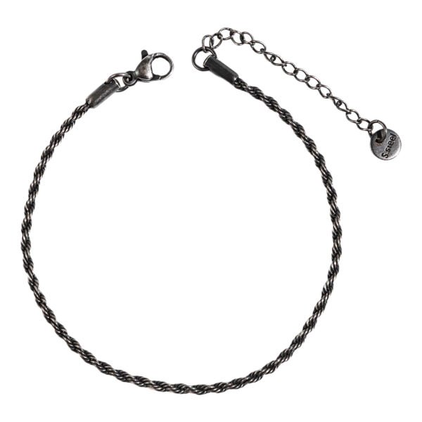 Torquis | צמיד חבל שזור שחור 2 מ"מ