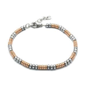 Severin | צמיד חרוזי לגבר | דו-טוני כסף וזהב