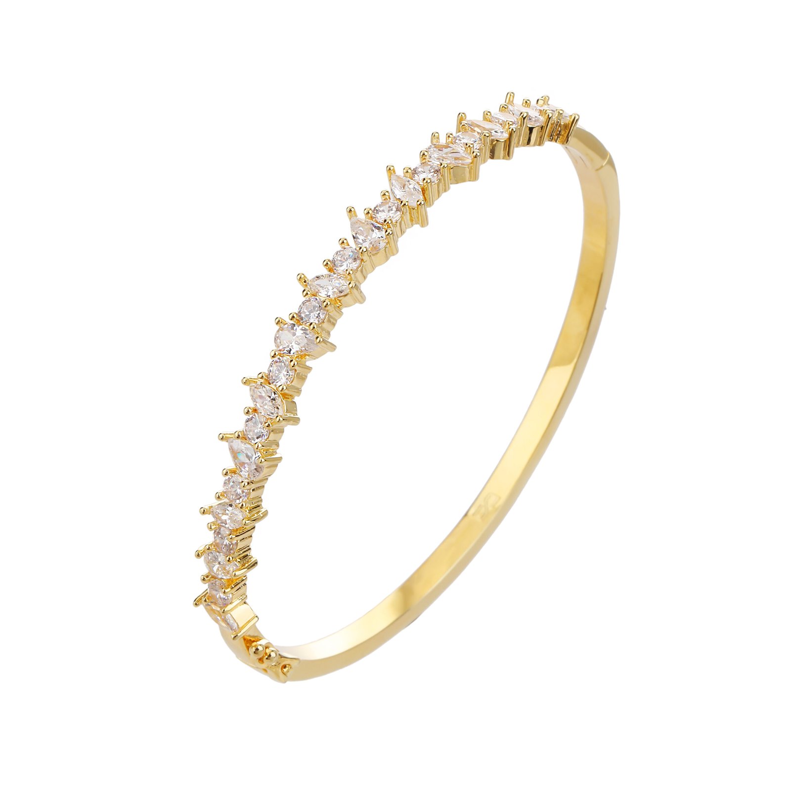 Stella | צמיד קשיח זהב משובץ