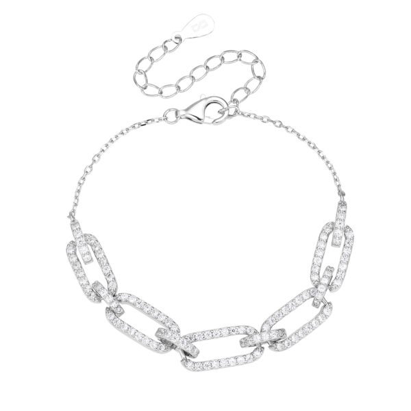 Marina | צמיד חוליות כסף משובץ