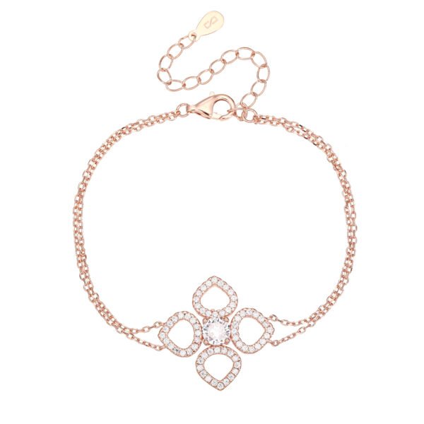 Amora | צמיד רוז גולד תליון פרחוני