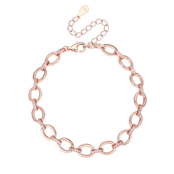 Varian | צמיד חוליות רוז גולד משובץ