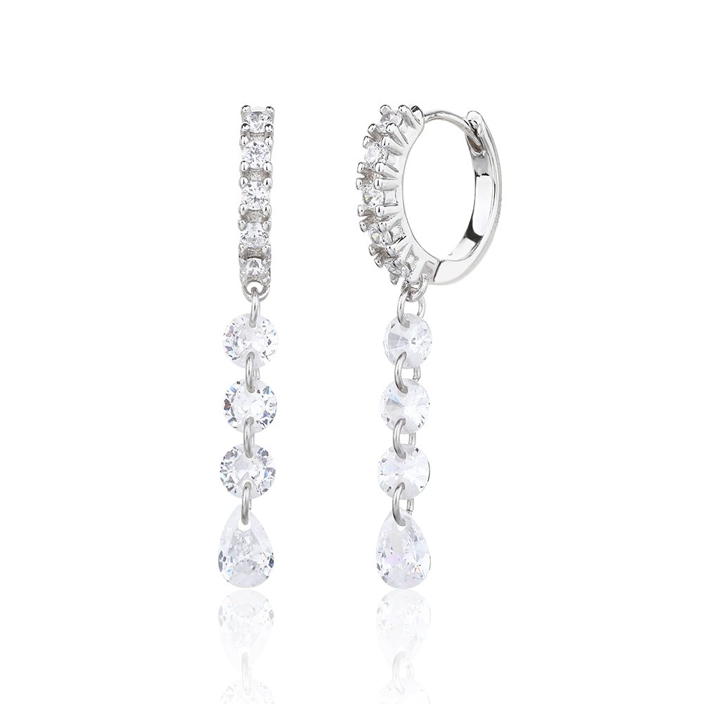 Celianne | עגילי חישוק זרקון מדורגים