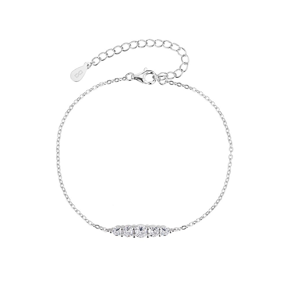 Isla | צמיד כסף עדין משובץ