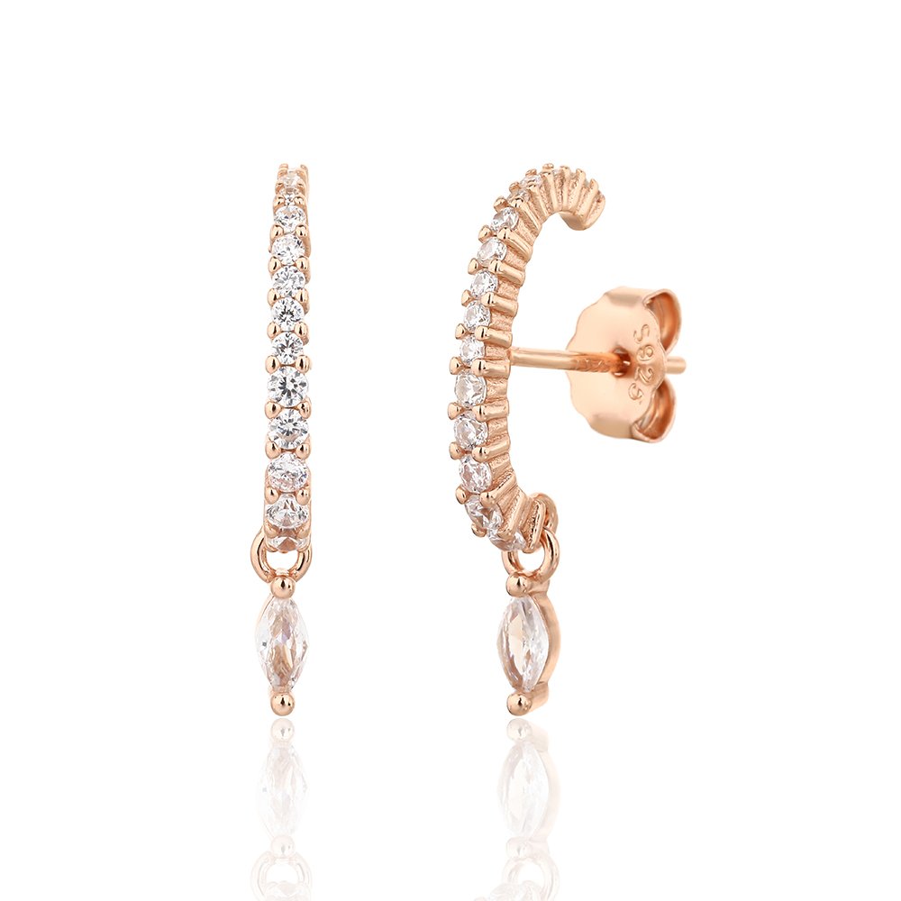 Jina | עגילי חישוק תליון טיפה