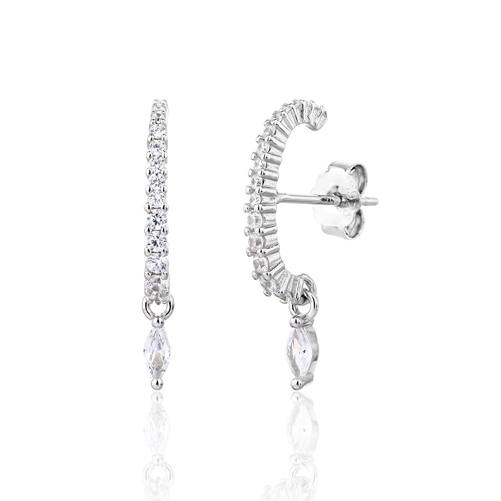 Jina | עגילי חישוק תליון טיפה