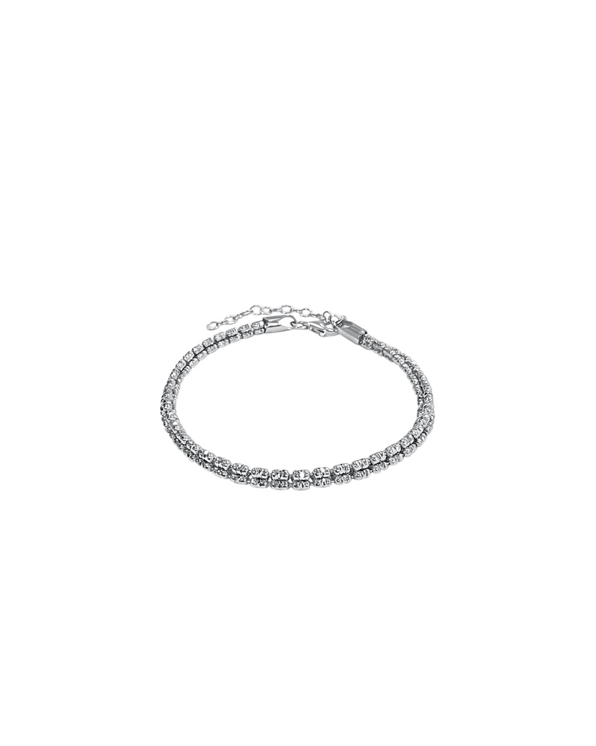 צמיד אייס איטלקי 3 שורות בחיתוך לייזר - רודיום - ISI003-1