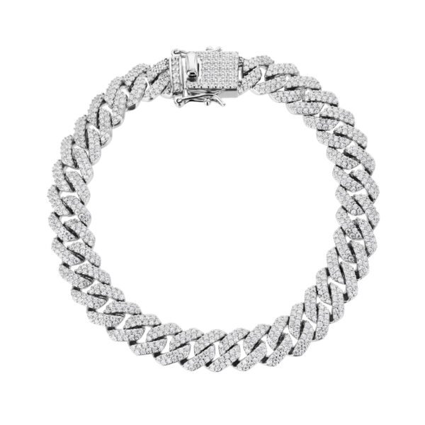 Caspian | צמיד חוליות כסף משובץ