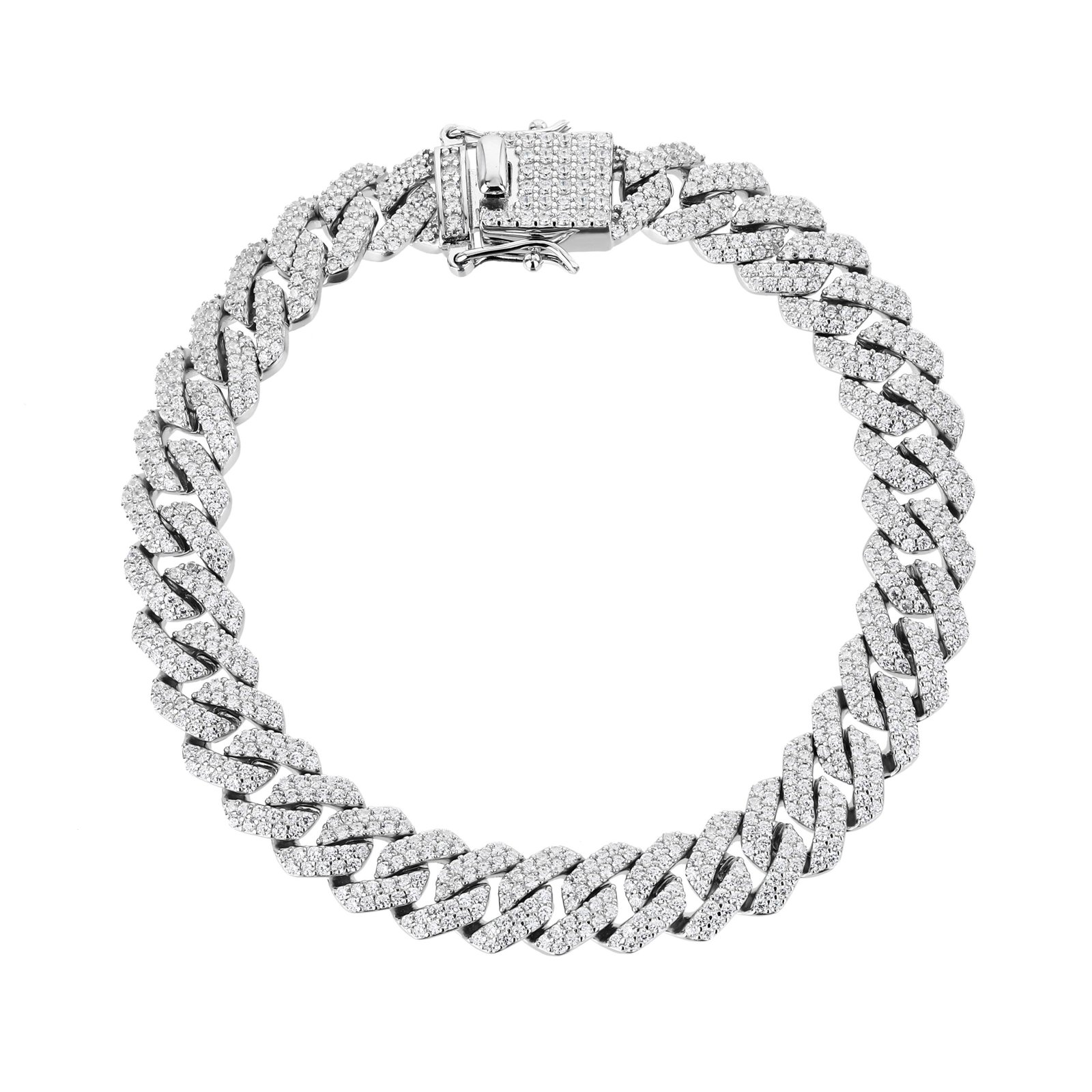 Caspian | צמיד חוליות כסף משובץ