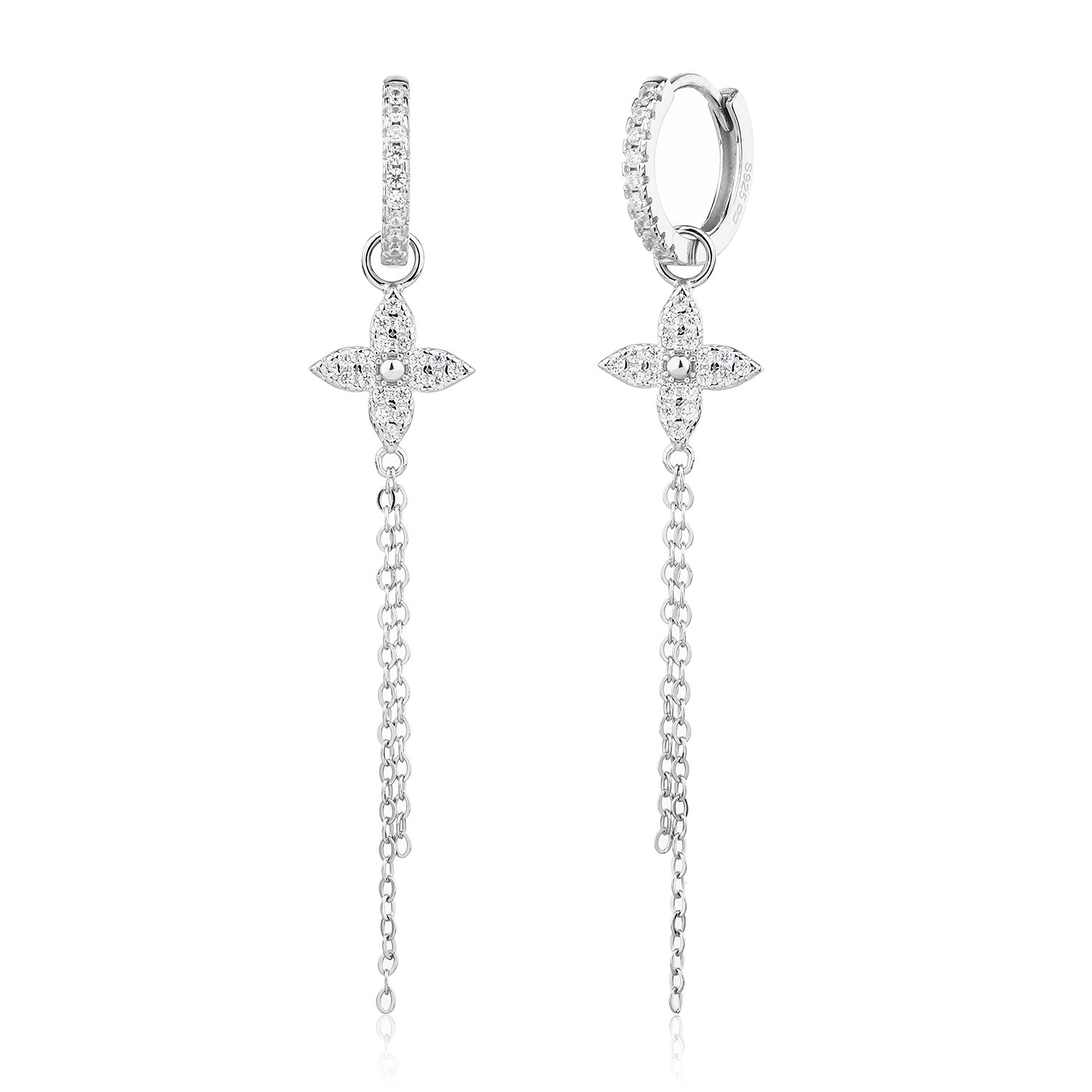 Stella | עגילי שרשרת משובצים