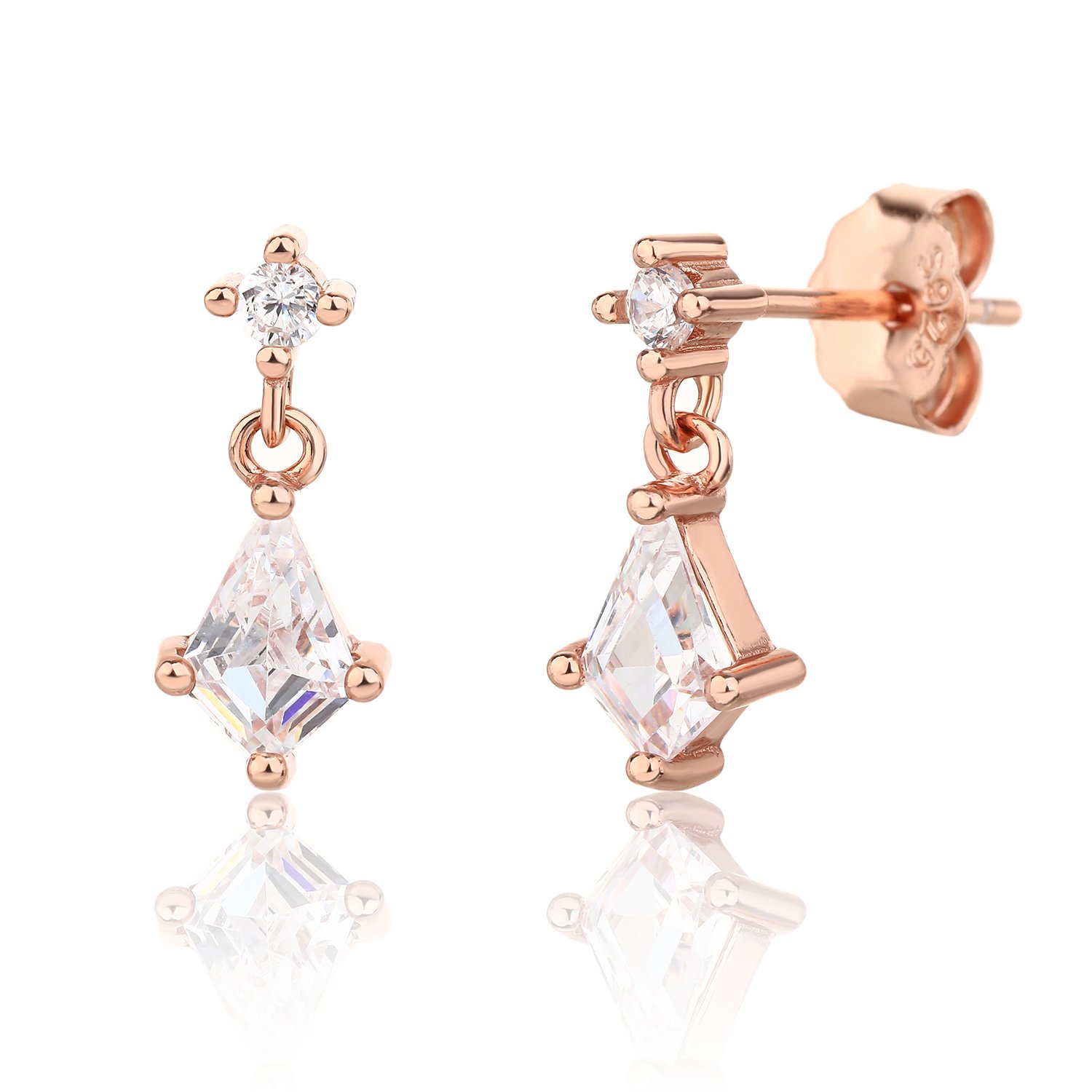 Lumina | עגילי תליון זירקון לבן