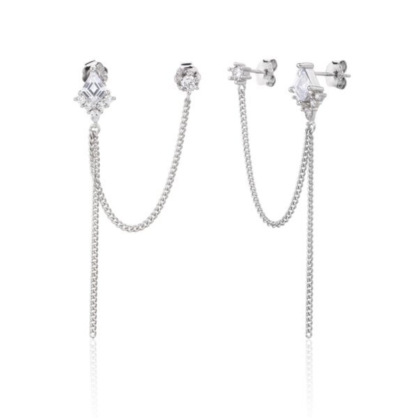 Callia | עגילי שני חורים עם שרשרת