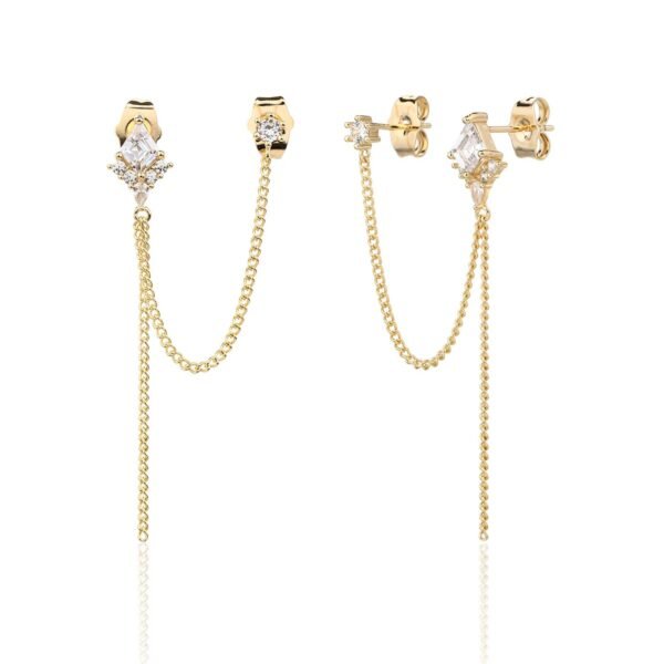 Callia | עגילי שני חורים עם שרשרת