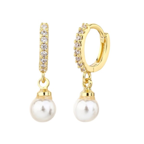 Adelia | עגילי חישוק זהב פנינה