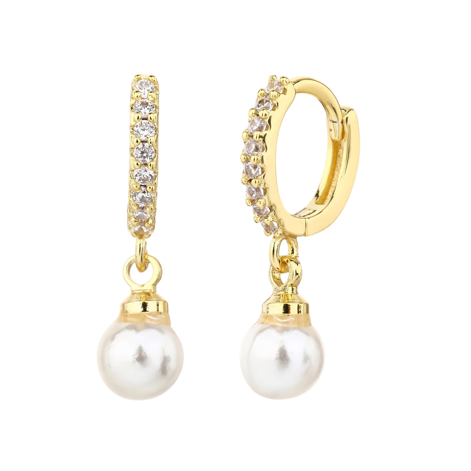 Adelia | עגילי חישוק זהב פנינה