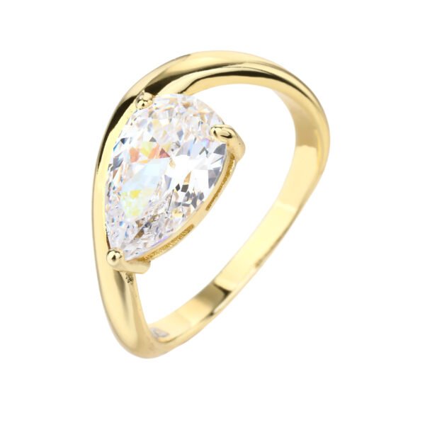 Floriana | טבעת אסימטרית זהב זרקון